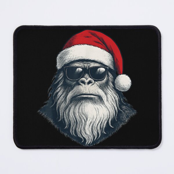Item preview, Cool and Mysterious Bigfoot Wearing Santa Hat and Sunglasses Portrait designed and sold by EricCotanori.