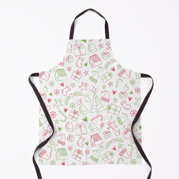 Item preview, Playful Christmas Apron - Red & Green Holiday Icons, Gifts, Snowmen & More designed and sold by FestivityFinds.