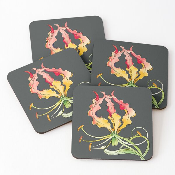Item preview, Flame Lily with Curled Vines – Gloriosa Superba designed and sold by MvuuStudio.