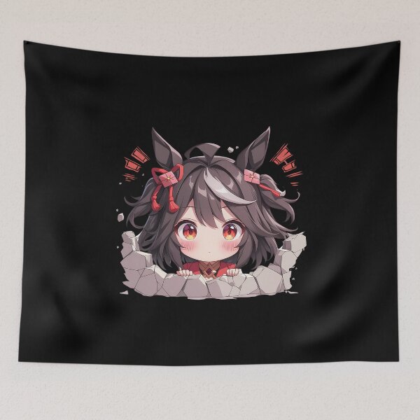 Item preview, Kitasan Black Peeking Chibi Uma Musume Pretty Derby Anime Girl designed and sold by TorbenKuhano.