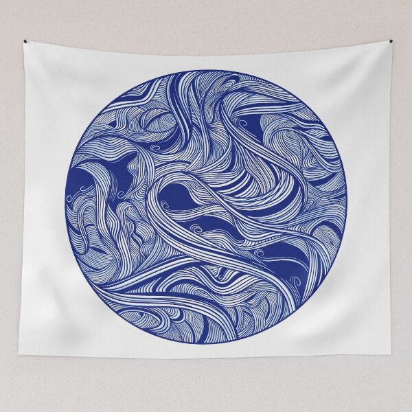 Item preview, Blue water flow, in a Chinese porcelain style designed and sold by DaveDanchuk.