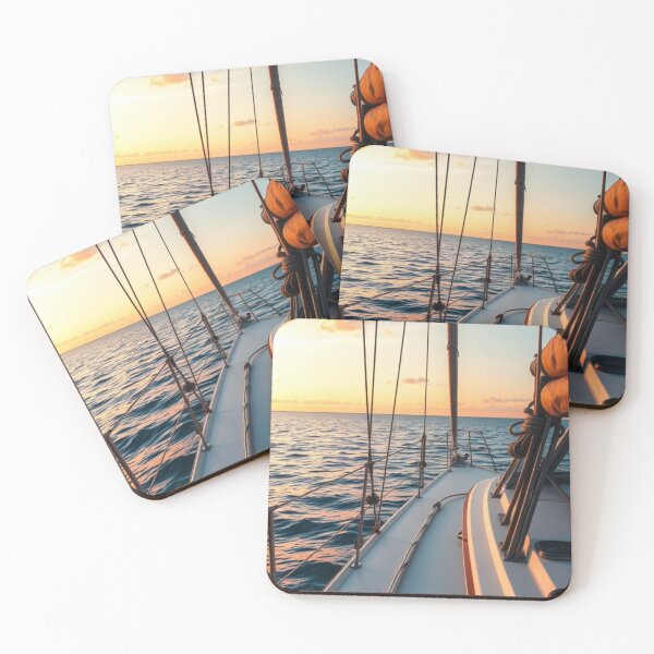 Item preview, Golden Hour Glide | Sailboat Deck at Sunset designed and sold by Jade Ado.