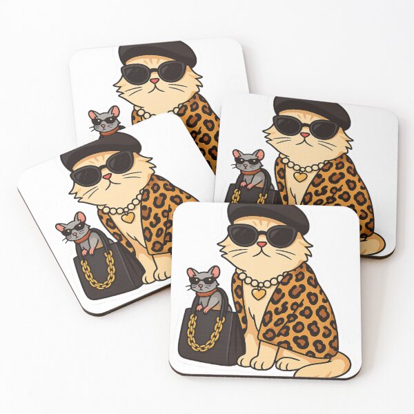 Item preview, Luxury Cat with Leopard Coat – Fashion Kawai designed and sold by farzan-design.