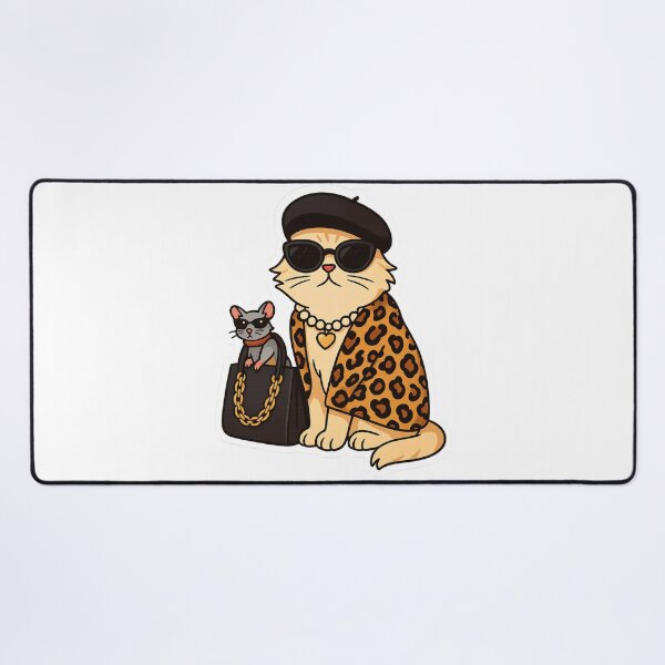 Item preview, Luxury Cat with Leopard Coat – Fashion Kawai designed and sold by farzan-design.