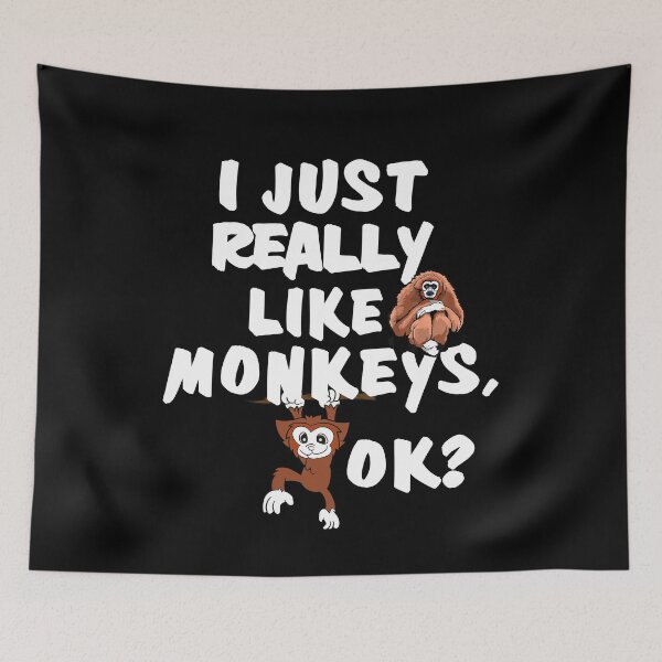 Item preview, I Just Really Like Monkeys, OK? | Fun Monkey Graphic T-Shirt with Gibbon & Hanging Monke designed and sold by LarryMBrown.
