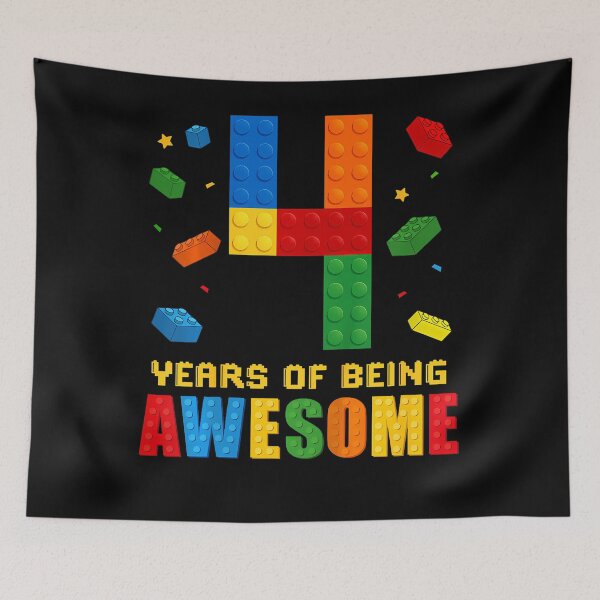Item preview, Kids 4 Year Old Birthday Boy Being Awesome Building Bricks 4Th designed and sold by MadalynKiehn.
