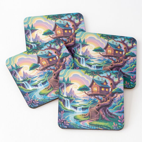 Item preview, fantastical landscape with a whimsical treehouse, designed and sold by Lilashakti ⭐️ ⭐️ ⭐️ ⭐️ ⭐️.