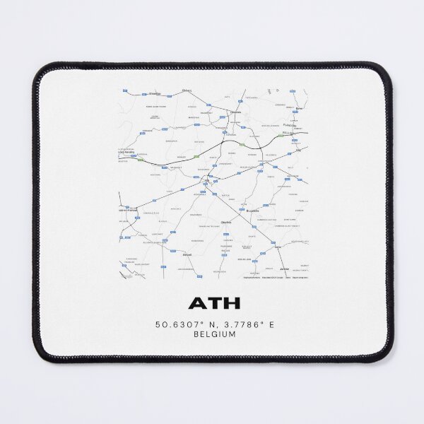 Item preview, Ath Belgium Map | Minimalist Modern Black and White City Poster designed and sold by RM-Journey.
