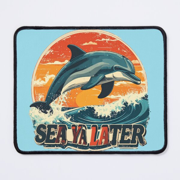 Item preview, Vintage Dolphin Sunset "Sea Ya Later" Retro Ocean Wave Design designed and sold by AOG-DESIGNS.