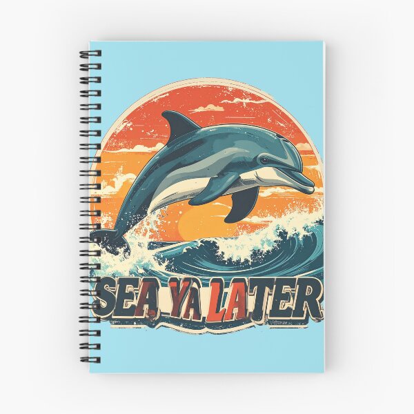 Item preview, Vintage Dolphin Sunset "Sea Ya Later" Retro Ocean Wave Design designed and sold by AOG-DESIGNS.