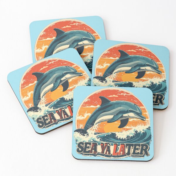 Item preview, Vintage Dolphin Sunset "Sea Ya Later" Retro Ocean Wave Design designed and sold by AOG-DESIGNS.