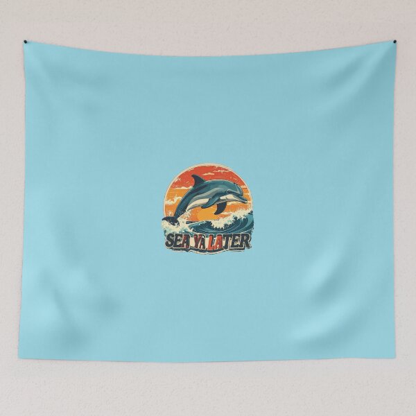 Item preview, Vintage Dolphin Sunset "Sea Ya Later" Retro Ocean Wave Design designed and sold by AOG-DESIGNS.