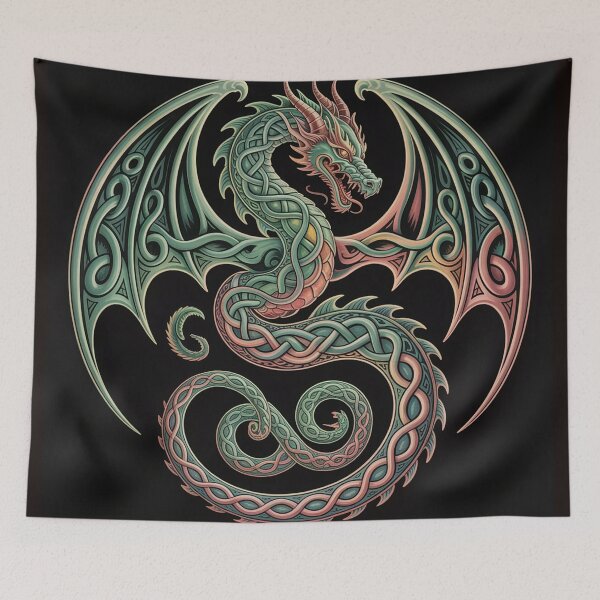Item preview, A photograph of an intricate Celtic-style dragon. designed and sold by Lilashakti ⭐️ ⭐️ ⭐️ ⭐️ ⭐️.