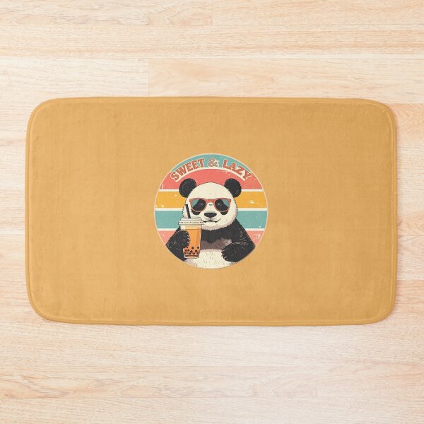 Item preview, Sweet & Lazy Panda Boba Tea Retro 80s Sunset Funny Bubble Tea Bear designed and sold by AOG-DESIGNS.
