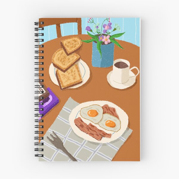 Item preview, A cozy breakfast table illustration featuring fried eggs, crispy bacon, toast, and a cup of coffee designed and sold by claudius882.