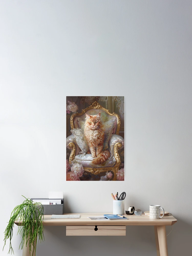 Thumbnail 2 of 3, Poster, Red Cat on Rococo Throne designed and sold by Antik by Schulz.