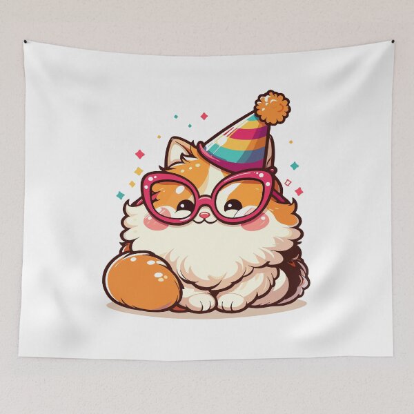 Item preview, Fluffy Birthday Cat designed and sold by Pixelmancy.