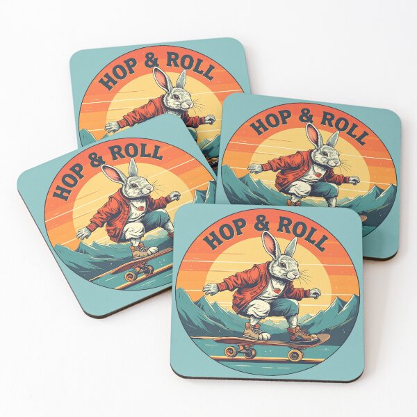 Item preview, Totally Tubular Skater Bunny Retro 80s Sunset Rabbit Skateboard Design designed and sold by AOG-DESIGNS.