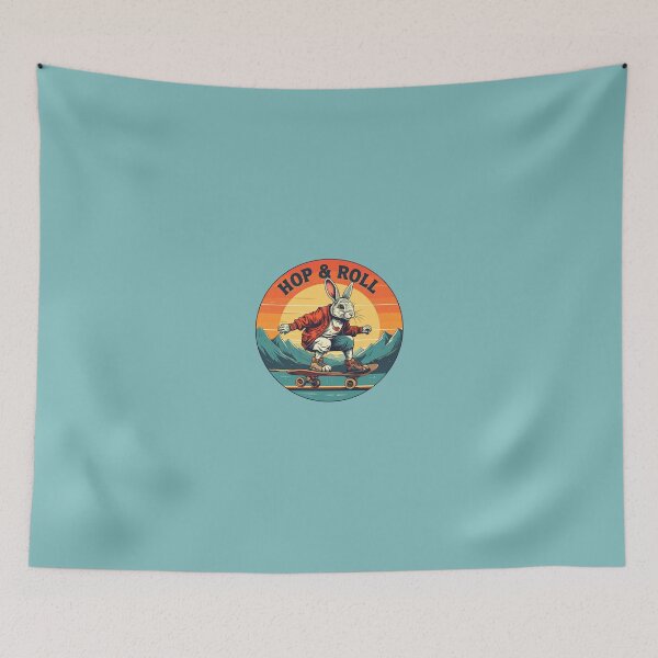 Item preview, Totally Tubular Skater Bunny Retro 80s Sunset Rabbit Skateboard Design designed and sold by AOG-DESIGNS.