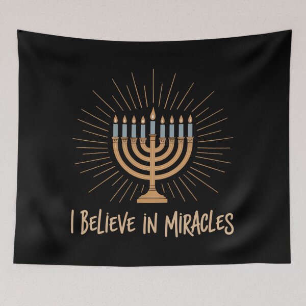 Item preview, Hanukkah Believe In Miracles Menorah Lit Jewish Faith Latke designed and sold by Bandikonsalez.