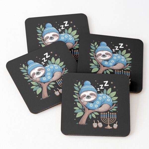 Item preview, Sleeping Sloth Menorah Happy Hanukkah Chanukah designed and sold by Bandikonsalez.