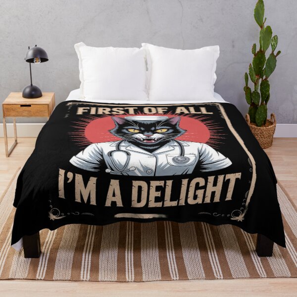 Item preview, First Of All I'm A Delight black kitten Funny cat Nurse designed and sold by ticlitule.