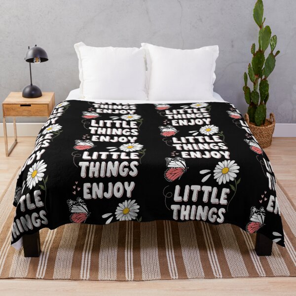 Item preview, Enjoy the Little Things Butterfly Daisy Quote – Cute Floral Positive Vibes Typography Design designed and sold by graphicnew.