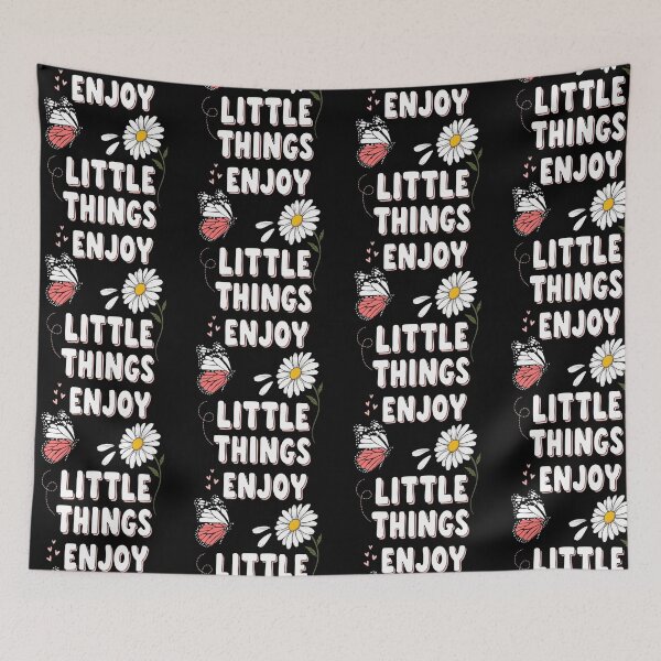 Item preview, Enjoy the Little Things Butterfly Daisy Quote – Cute Floral Positive Vibes Typography Design designed and sold by graphicnew.