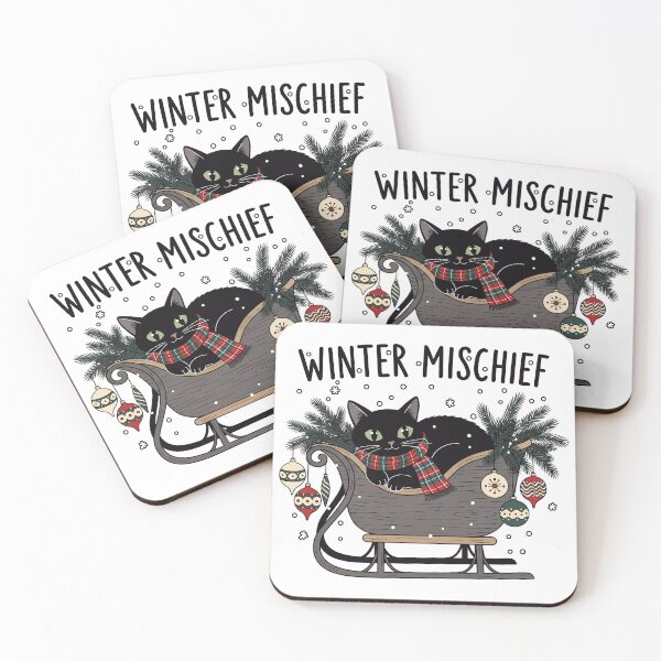Item preview, Winter Mischief (1) – Cute Christmas Cat in a Sleigh designed and sold by InkoraLab.