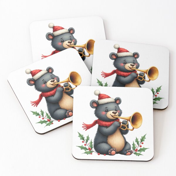 Item preview, Cute Bear Playing Trumpet Christmas Holiday Musician designed and sold by Artinkcreative.