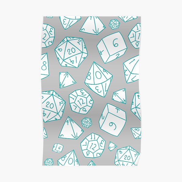 Dice! Dice! Dice! — Teal and Grey Poster