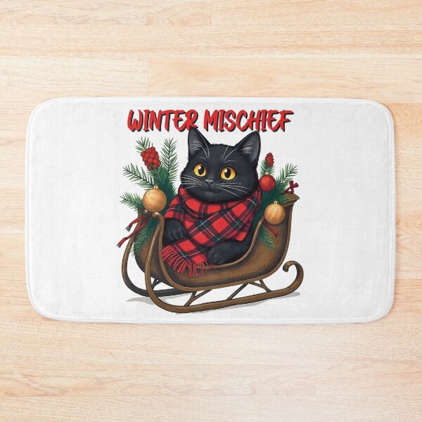 Item preview, Winter Mischief (2) – Cute Christmas Cat in a Sleigh designed and sold by InkoraLab.