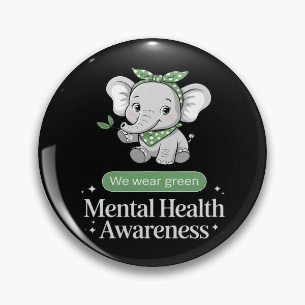 Item preview, Elephant Mental Health Awareness Green Ribbon designed and sold by papertaless.