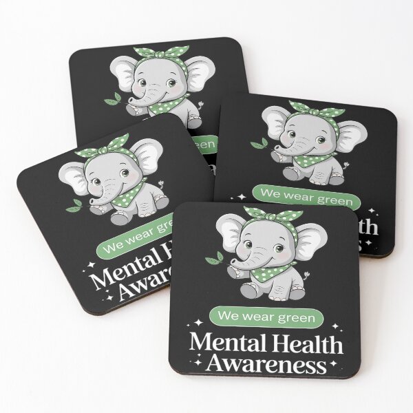 Item preview, Elephant Mental Health Awareness Green Ribbon designed and sold by papertaless.