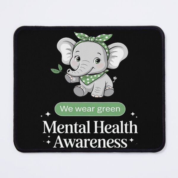 Item preview, Elephant Mental Health Awareness Green Ribbon designed and sold by papertaless.