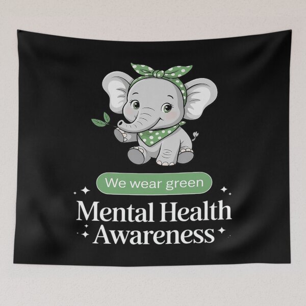 Item preview, Elephant Mental Health Awareness Green Ribbon designed and sold by papertaless.