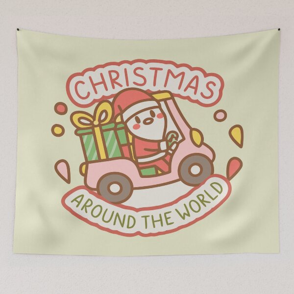 Item preview, Kawaii Santa Christmas Around The World | Cute Pastel Holiday Travel Sticker designed and sold by Taanva.