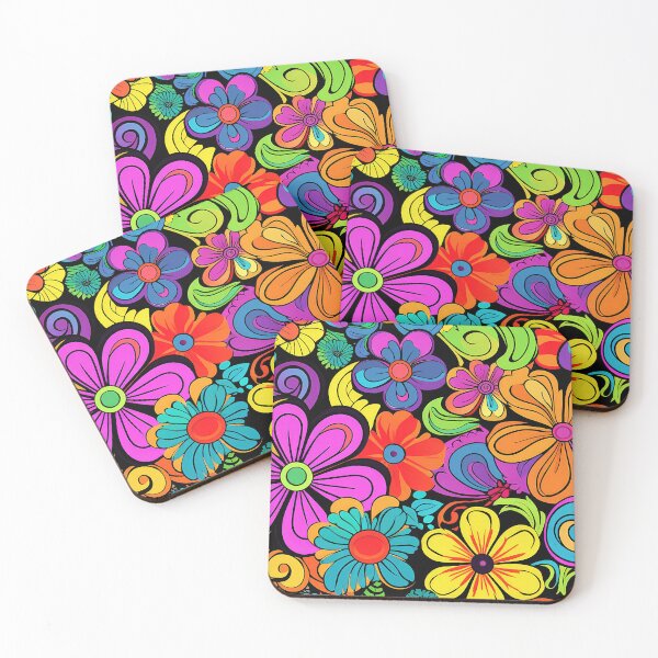 Item preview, Retro 1960's Colorful And Bright Hippie Flowers Designs designed and sold by DEC02.