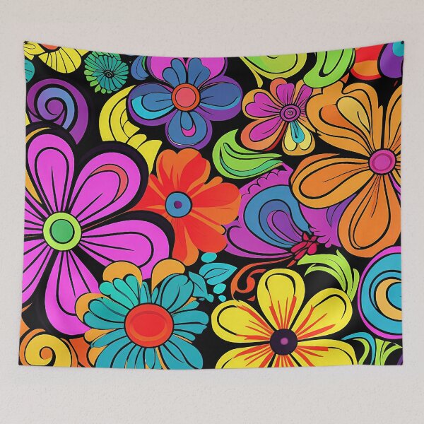 Item preview, Retro 1960's Colorful And Bright Hippie Flowers Designs designed and sold by DEC02.