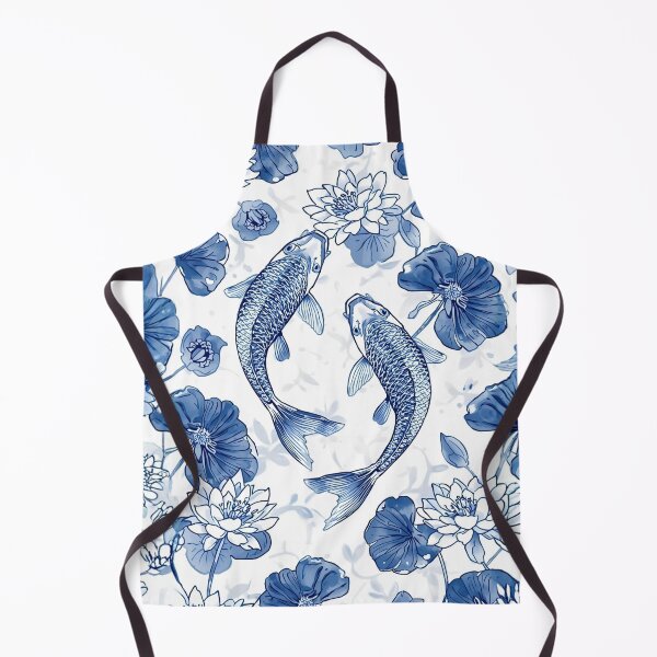 Item preview, Blue Koi Fish and Lotus Pattern designed and sold by LakLuxe studio .
