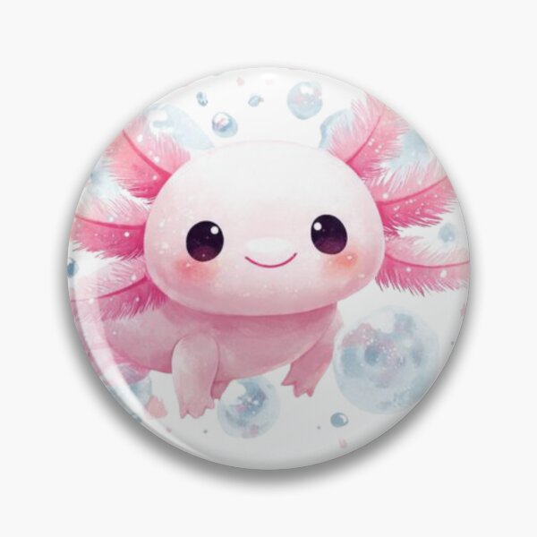Item preview, Smiling Pink Axolotl – Cute Water Spirit Illustration – Whimsical Kawaii Creature Art  Tags: designed and sold by MadeByACJ.