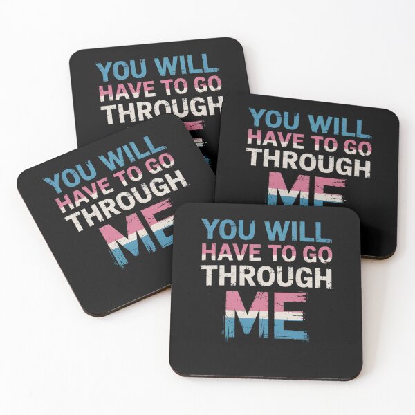Item preview, You Will Have To Go Through Me Funny LGBTQ Trans Pride Flag designed and sold by HaileyRobel.