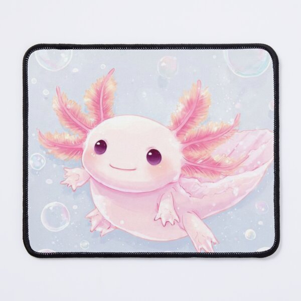 Artikelvorschau, Kawaii Axolotl mit Blasen – Pastellrosa Wasserwesen – Entzückendes Amphibien-Design entworfen und verkauft von MadeByACJ.
