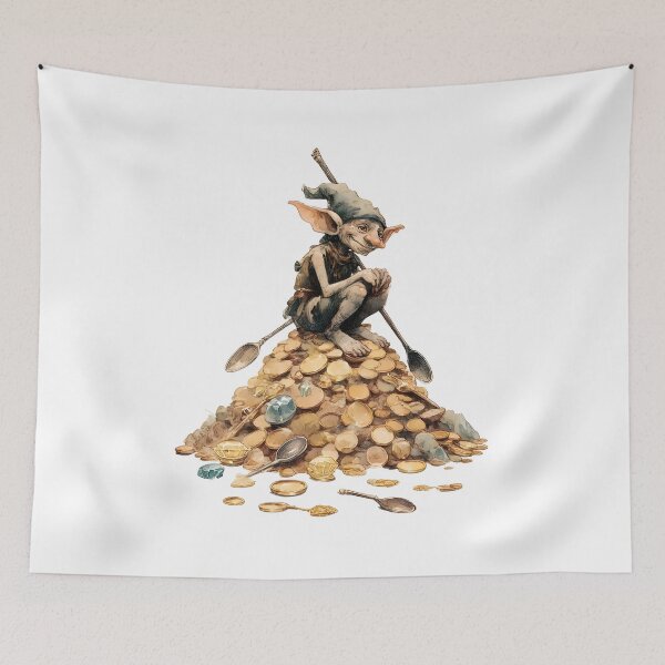Item preview, Treasure Hoarding Goblin – Goblincore Fantasy Art of Gold and Trinkets designed and sold by Goblinlife.