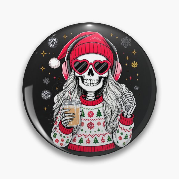 Item preview, Skeleton Girl Singing Christmas Tunes | Cute Gothic Christmas Coffee Art designed and sold by ColorSplash123.