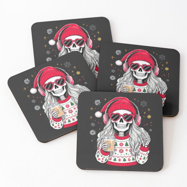 Item preview, Skeleton Girl Singing Christmas Tunes | Cute Gothic Christmas Coffee Art designed and sold by ColorSplash123.