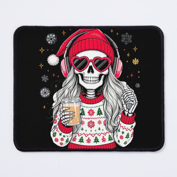 Item preview, Skeleton Girl Singing Christmas Tunes | Cute Gothic Christmas Coffee Art designed and sold by ColorSplash123.