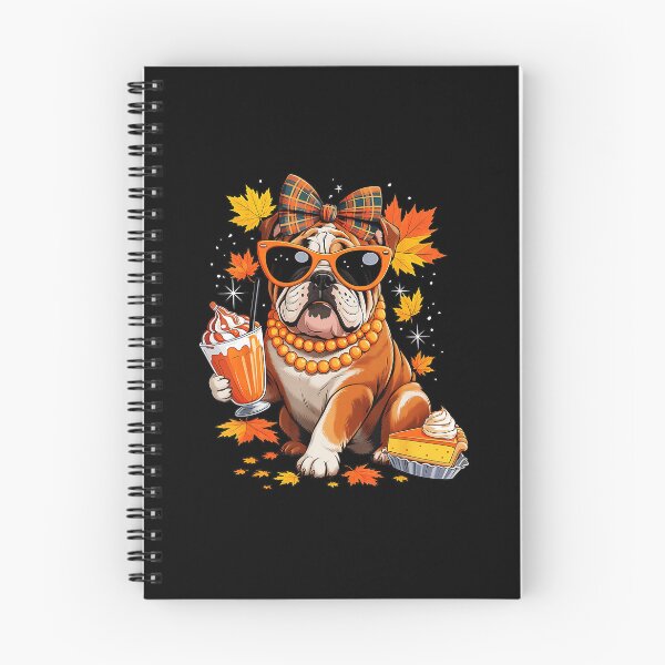 Item preview, English Bulldog Bow Girls Fall Autumn Leaves Thanksgiving  designed and sold by JEFDodsonArt.
