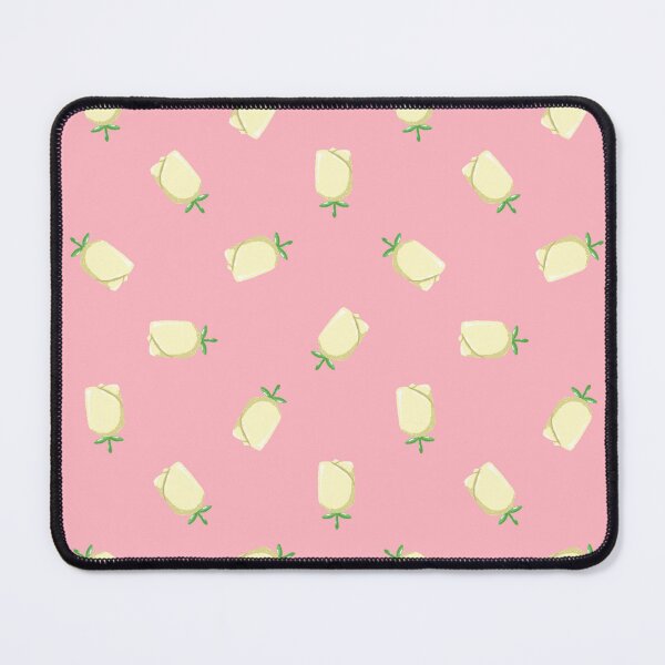Item preview, floral pattern featuring simple yellow rose buds tied with green leaves on a soft pink background designed and sold by claudius882.