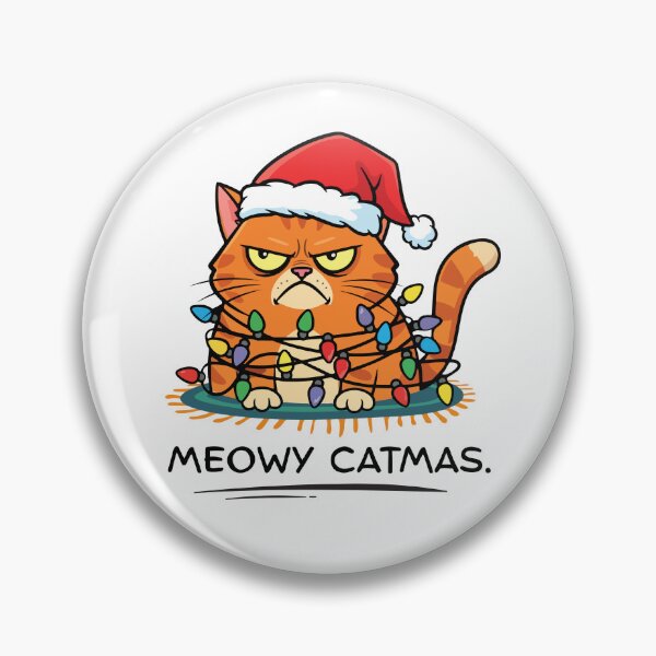 Item preview, Meowy Catmas Frowny Christmas Cat (lights) designed and sold by moonrunesshop.